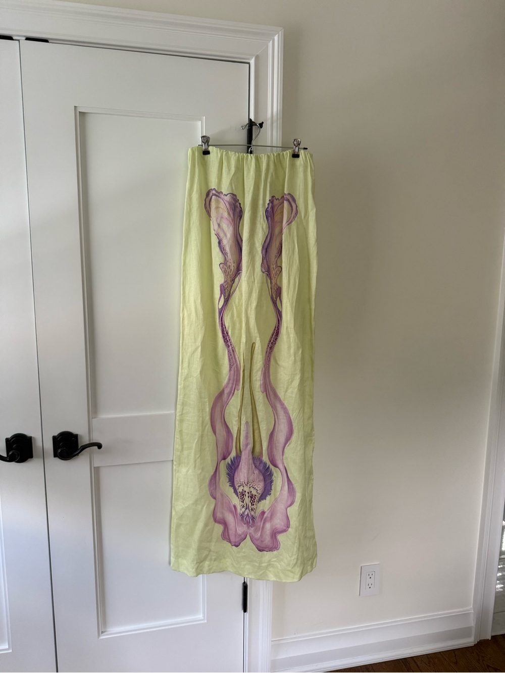 Light Green Maxi Dress with Purple Floral Motif